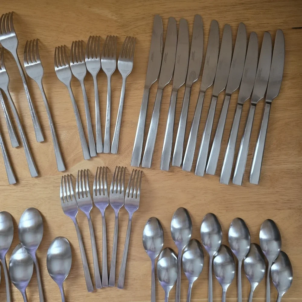 Cambridge Stainless Flatware 50 Pc Set Service for 10 Satin Tapered Handles